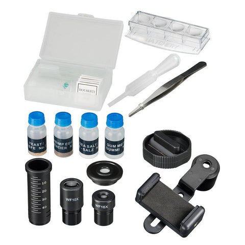 Bresser Junior Biolux mikroskopas 40–1600x su LED ir telefono adapteriu vaikams