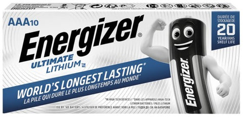 Energizer Ultimate Lithium AAA baterijos ilgai laikančios, 10 vnt