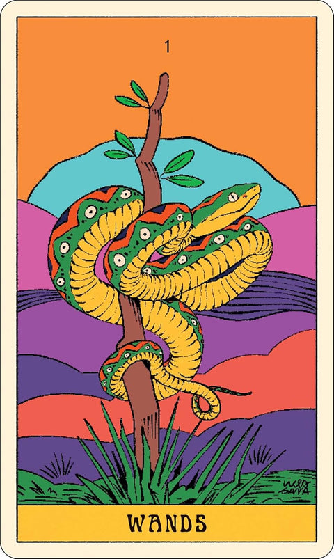 Mystical Forest taro kortos – 78 kortų Rider–Waite kaladė su anglišku vadovu