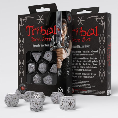 Q-Workshop Tribal kauliukų rinkinys Pearl & Brown, 7 vnt. – stalo RPG/D&D