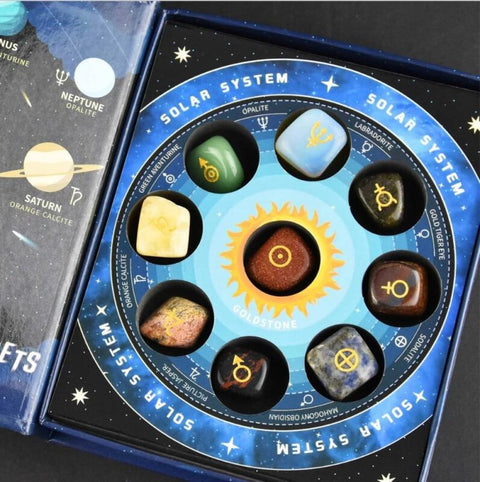 Saulės sistemos planetų brangakmenių rinkinys vaikams, 15 cm