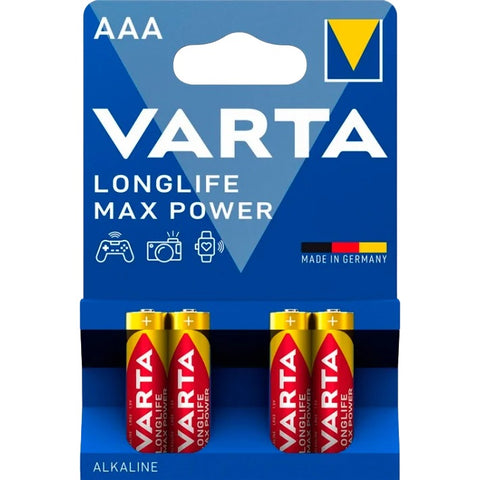 Varta Longlife Max Power AAA šarminės baterijos, 4 vnt., ilgalaikė galia