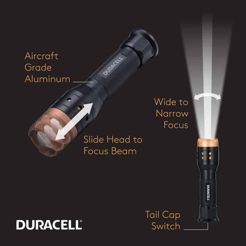 Duracell 350 lm LED fokusuojamas aliuminis žibintuvėlis