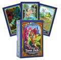 Taro kaladė Neopets Faerie leidimas, 78 kortų dėžutė su ryškiu viršeliu ir keliomis išskleistomis iliustruotomis kortomis
