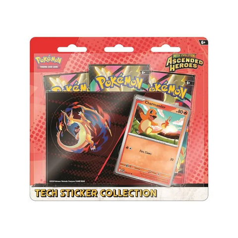 Pokemon Ascended Heroes lipdukų ir kortų rinkinys Charmander fanams