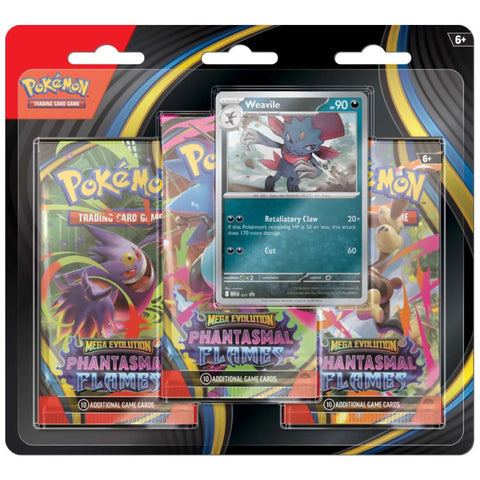 Pokemon Phantasmal Flame Mega Evolution blisteris 3 pakeliai Weavile