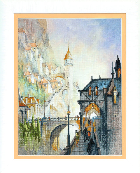 Siuvinėjimo kryželiu rinkinys Pilis – dalinis, su atspaudu, 24,5×32,5 cm