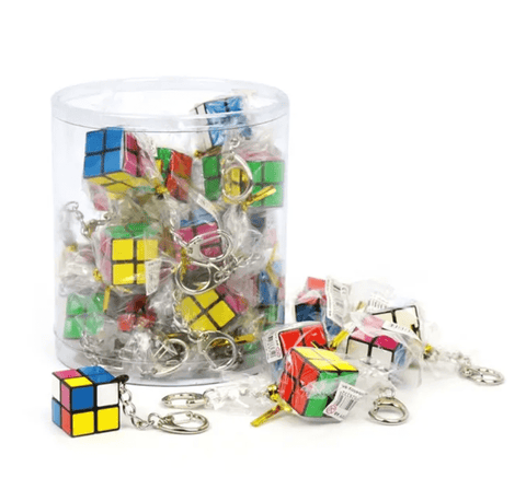 Mini Rubiko kubas 2x2 raktų pakabukas – spalvingas galvosūkio aksesuaras