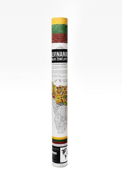 Spalvinamas pasaulio žemėlapis lietuviškai 58,5×84 cm – terapinis plakatas