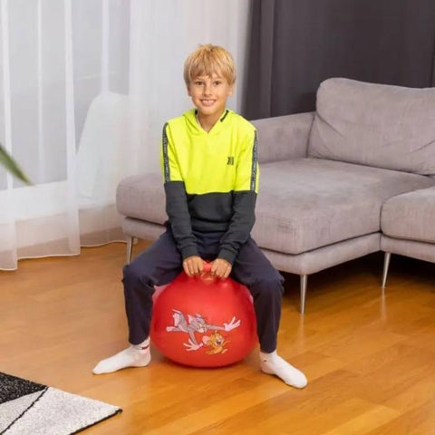 Tom ir Džeris šokliukas-kamuolys vaikams 45 cm, raudonas, su pompa