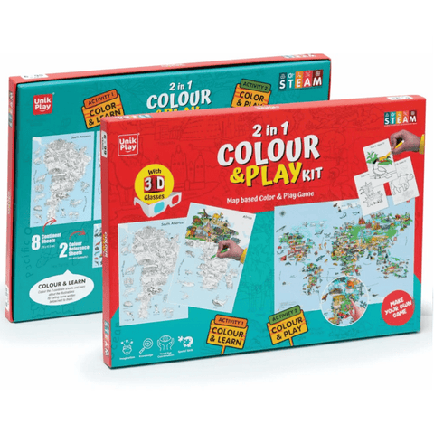 2in1 edukacinis geografijos spalvinimo ir žaidimo rinkinys vaikams EN