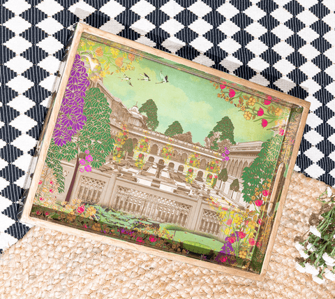 Rankų darbo padėklas Didybė, žalias, 30,6 x 20,3 x 5 cm