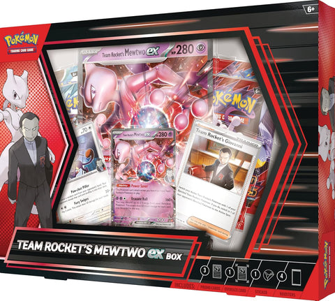 Pokémon TCG Destined Rivals: Team Rocket's Mewtwo ex dėžė, 4 pakuotės (anglų k.)