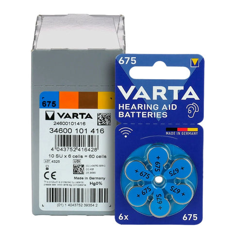 Varta 675 klausos aparatų baterijos, 60 vnt., ilgo veikimo