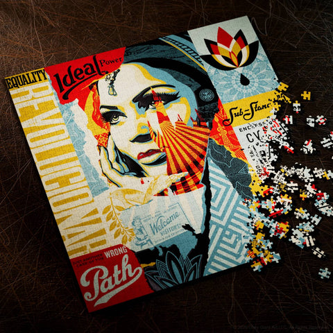 Theory11 OBEY dėlionė 1000 detalių su Shepard Fairey koliažu