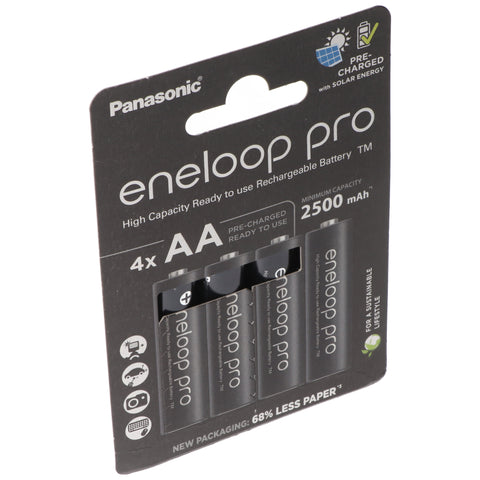 Panasonic Eneloop Pro AA 2500mAh įkraunamos baterijos, 4 vnt.