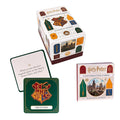 Harry Potter pokalbių kortos — 125 teminių klausimų rinkinys, rodoma balta dėžutė ir atversta žalia Creatures korta