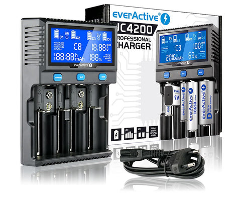 everActive UC-4200 universalus baterijų įkroviklis su LCD ekranu