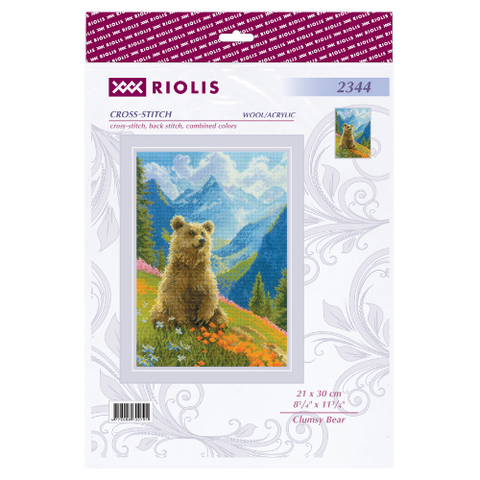 RIOLIS „Nerangus meškiukas“ kryželiu siuvinėjimo rinkinys Aida 21x30 cm
