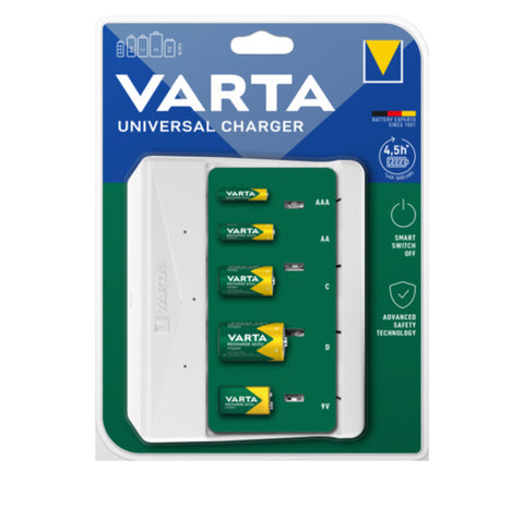 Varta universalus baterijų įkroviklis AA AAA C D 9V USB-C