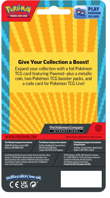 Pokémon TCG Pawmot blisteris: 2 papildymo pakeliai, moneta (EN)