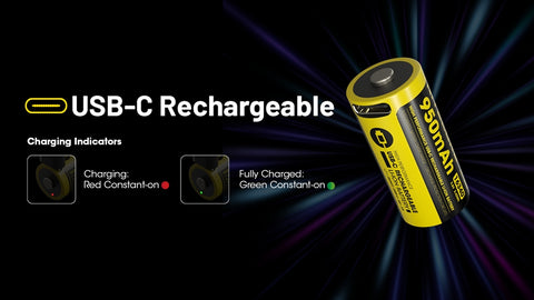 Nitecore NL169R 16340 USB-C ličio baterija 950mAh