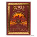 Bicycle žaidimo kortos Lion King leidimas, bordo dėžutė su auksiniais ornamentais ir liūtų siluetais