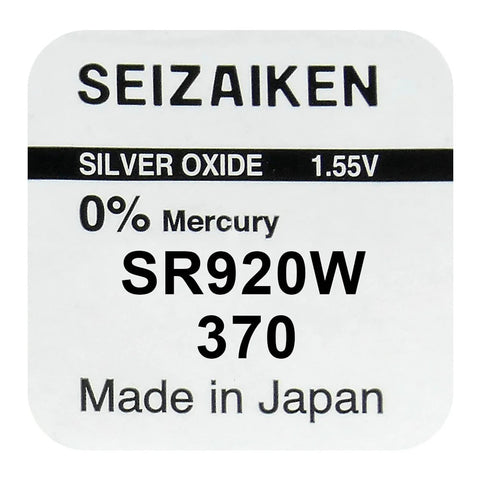 Seizaiken 370 SR920W sidabro oksido laikrodžių baterijos 10 vnt.