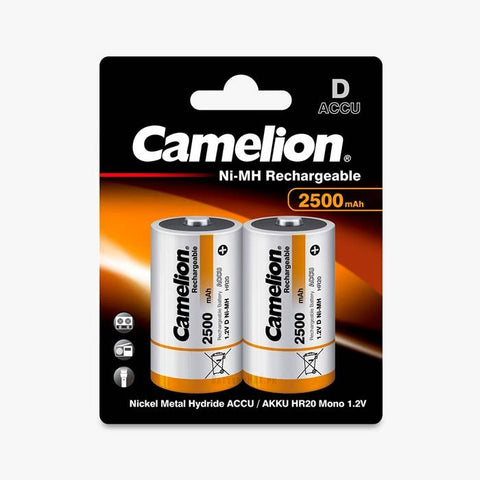 Camelion D HR20 2500mAh įkraunamos baterijos, 2 vnt. rinkinys