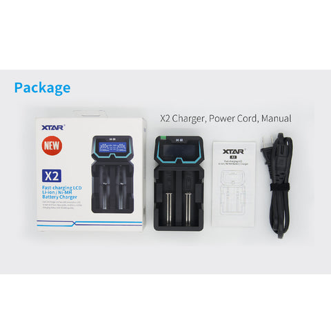 XTAR X2 LCD universalus baterijų įkroviklis Li-ion Ni-MH