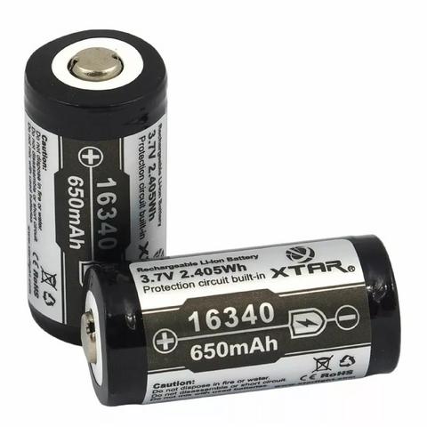 XTAR 16340 ličio jonų įkraunama baterija 650 mAh, 3,7 V