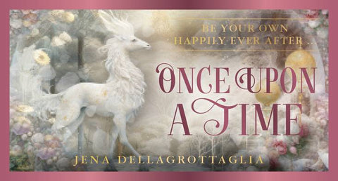 Knyga Once Upon a Time, Jena Dellagrottaglia — pastelinis pasakos viršelis su balta vienarage ir auksiniu kiaušiniu