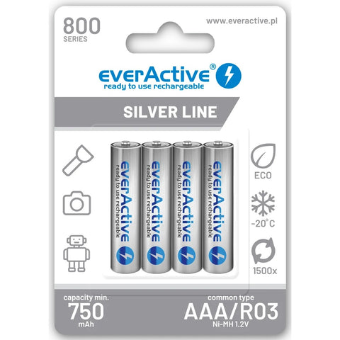 everActive Silver Line AAA įkraunamos baterijos 4 vnt. (R03, 1.2V)