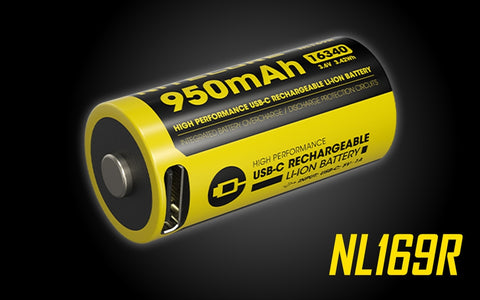 Nitecore NL169R 16340 USB-C ličio baterija 950mAh