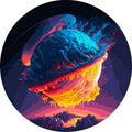 Tapyba Pagal Skaičius: „Neoninis planetų fantazijos peizažas“ 40x40 cm