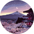 Tapyba Pagal Skaičius: „Mėnesienos apšviesta sakura ir Fudžijama“ 40x40 cm