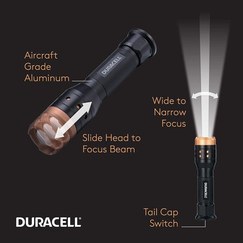 Duracell fokusuojamas LED žibintuvėlis 550 lm, aliuminis IPX4