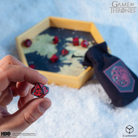 Game of Thrones Targaryen kauliukų rinkinys, juodi su raudona – Q-Workshop