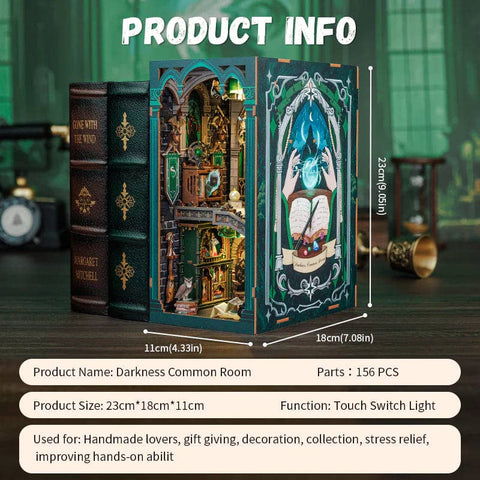 Book Nook „Darkness Common Room“ medinė knygų niša su LED, rinkinys