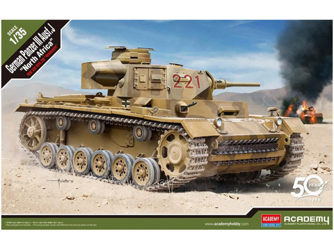 Academy Panzer III Ausf. J Šiaurės Afrika 1/35 tanko modelis