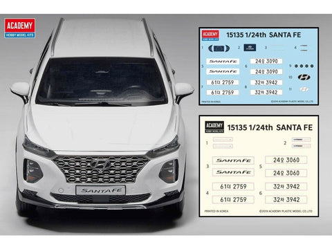 2018 Hyundai Santa Fe 1:24 plastikinis surenkamas modelis su lipdukais
