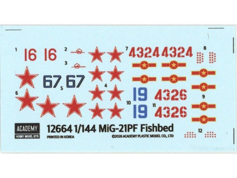 Academy MiG-21PF Fishbed plastikinis lėktuvo modelis 1/144
