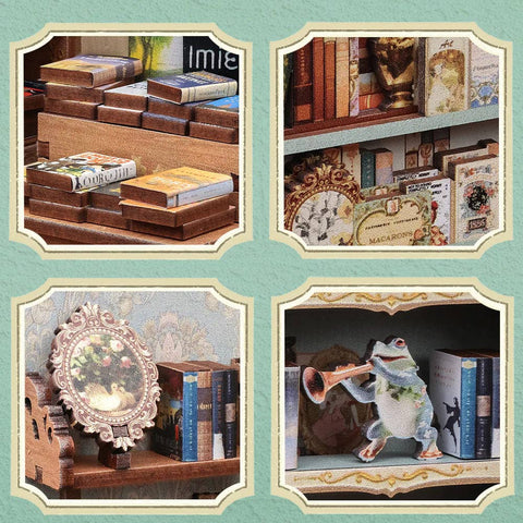 Medinė Book Nook knygų niša–atrama su LED, 201 detalė, rinkinys 14+