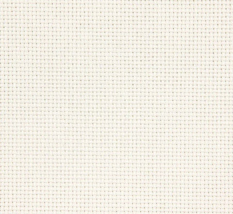 Aida drobė kreminė 14 ct, smulkiais kvadratiniais akištėmis, arti parodyta tekstūra, pjaustyta 50×50 cm
