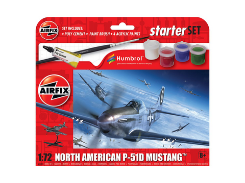 Airfix P-51D Mustang dovanų komplektas 1/72 su dažais ir klijais