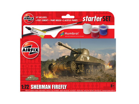 Airfix Sherman Firefly 1:72 dovanų rinkinys su dažais, teptuku ir klijais