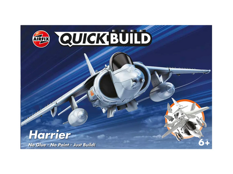 Airfix QUICKBUILD Harrier – surenkamas lėktuvas be klijų ir dažų, 5+, J6009