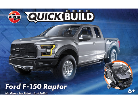 Airfix QUICKBUILD Ford F-150 Raptor pilkas – be klijų konstruktorius (J6053)