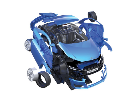 Airfix QUICKBUILD Audi TT kupė, mėlynas – surenkamas be klijų, 44 d.