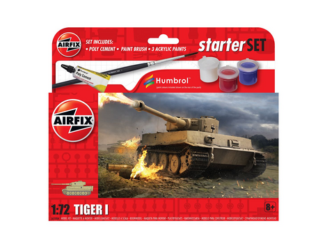 Airfix Tiger I tanko modelio dovanų rinkinys 1/72 su dažais